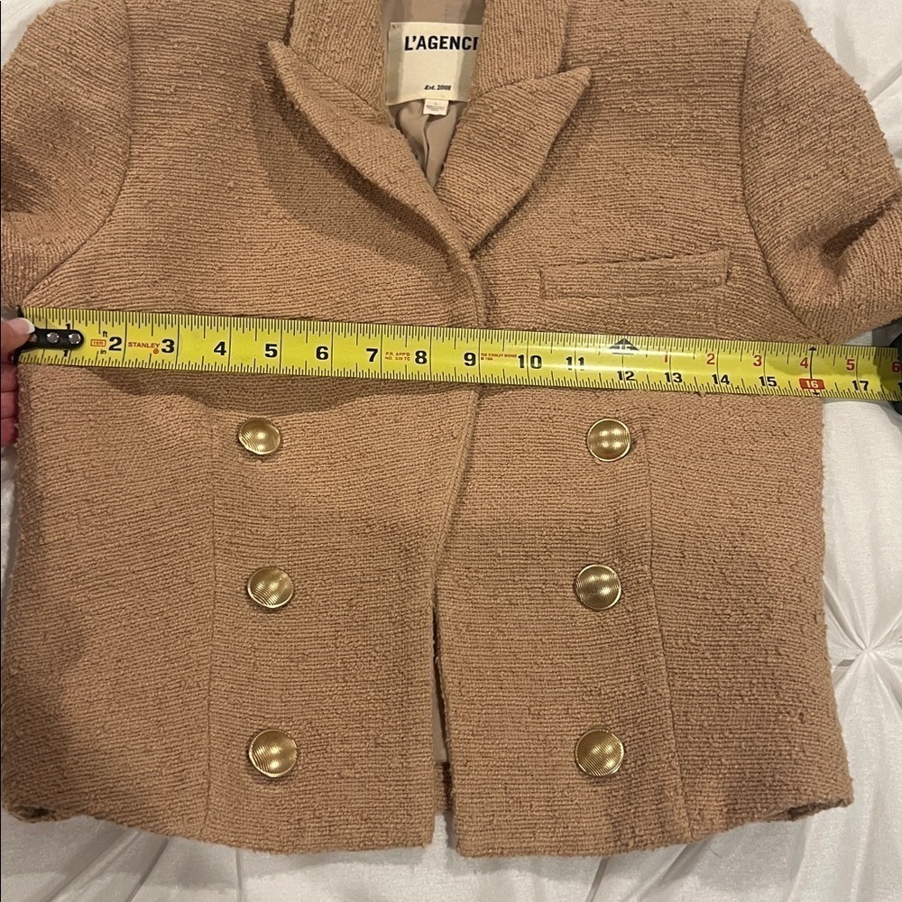 L'AGENCE Inez Tan Cropped Tailored Blazer Jacket Size 0 - Picture 14 of 15